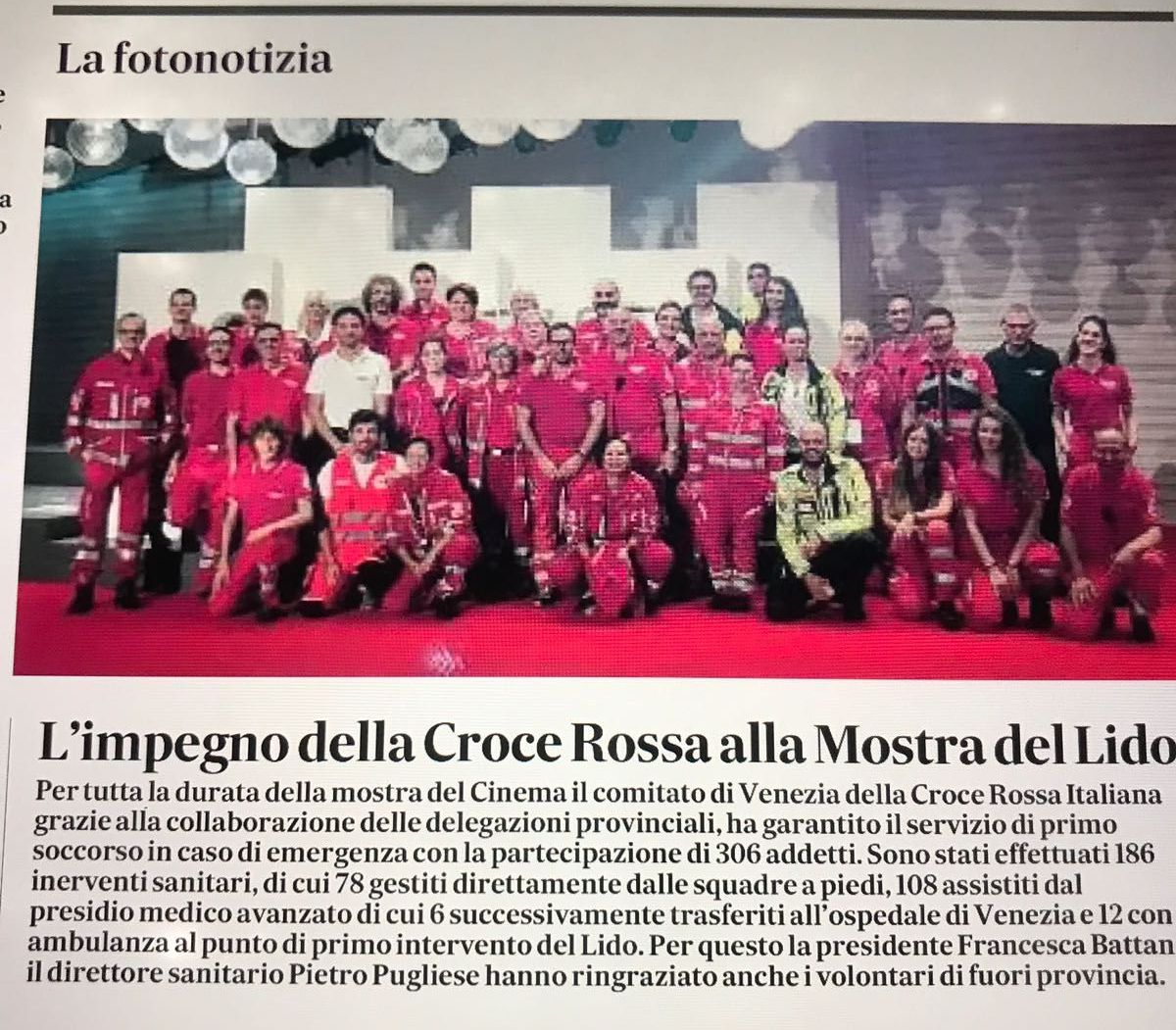 75° Mostra internazionale d’arte Cinematografica 2018 con la Croce Rossa Italiana