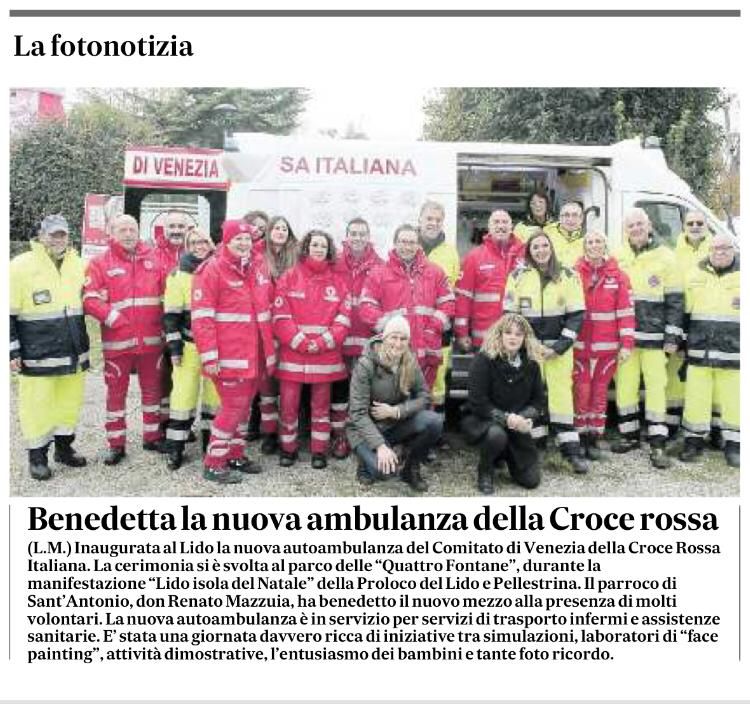 Inaugurata la nuova ambulanza della Croce Rossa a Venezia